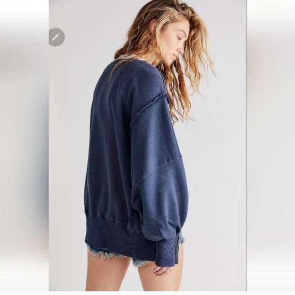 NWT FREE PEOPLE Deep Navy Blue Sweatshirt We The Free